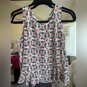 Madewell blue white and red blouse